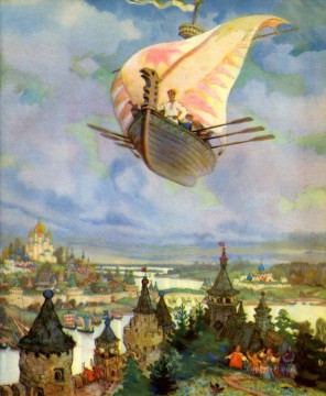  Russisch Malerei - russische nicolai Kotschergin das fliegende Schiff Fantastische